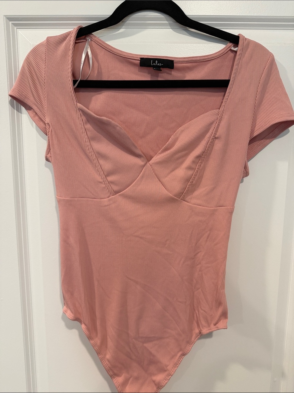 Lulu's Dusty Rose Ribbed Sweetheart Bodysuit